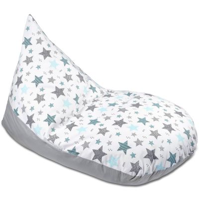 Fotoliu copii Bean Bag Lounger All Mint Stars, husa bumbac detasabila