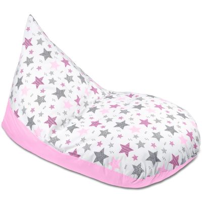 Fotoliu copii Bean Bag Lounger All Pink Stars, husa bumbac detasabila