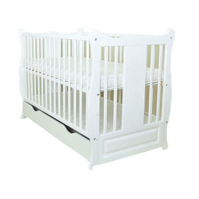 Patut din lemn masiv 120x60 cm Bethany alb cu sertar