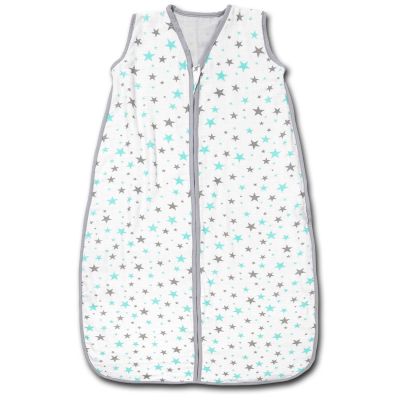 Sac dormit copii de vara din muselina Kidizi Mint Stars 90 cm