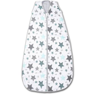 Sac dormit copii de vara din muselina Kidizi Blue Stars 90 cm
