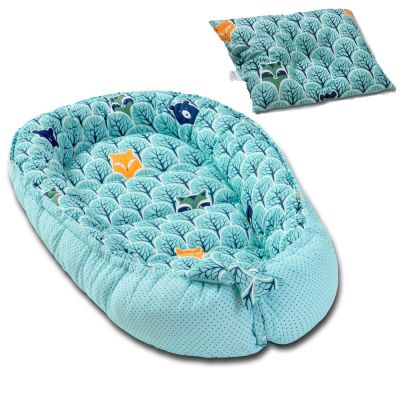 Cosulet bebelus pentru dormit Kidizi Baby Nest + pernuta plagiocefalie Kidizi Animals Mint