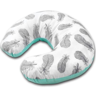 Perna alaptare cu husa bumbac detasabila Kidizi Celia Mint Feathers