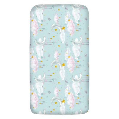 Cearceaf din bumbac cu elastic roata pentru patut 120x60 cm Kidizi Blue Moon