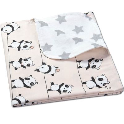 Paturica dubla din bumbac si flanel 100x75 cm Kidizi Dancing Panda 100% bumbac
