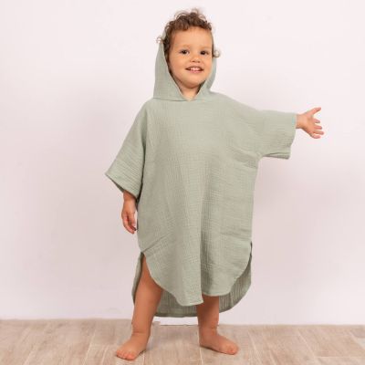 Prosop plaja - Poncho copii din muselina absorbanta Kidizi Mint 3-6 ani