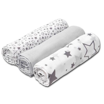 Set 3 paturici muselina 78x78 cm Kidizi All Grey, 100% bumbac