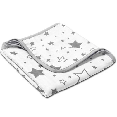 Paturica dubla de muselina XXL 120x120 cm Kidizi Galaxy Grey, 100% bumbac