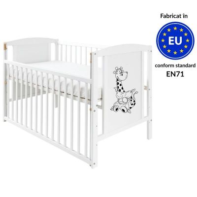 Patut din lemn masiv 120x60 cm Bria alb cu laterala culisanta