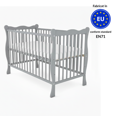 Patut din lemn masiv 120x60 cm Mika alb cu laterala culisanta