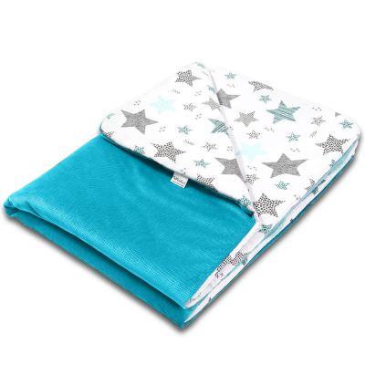 Paturica moale cu doua fete 100x78 cm Kidizi Velvet All Mint Stars