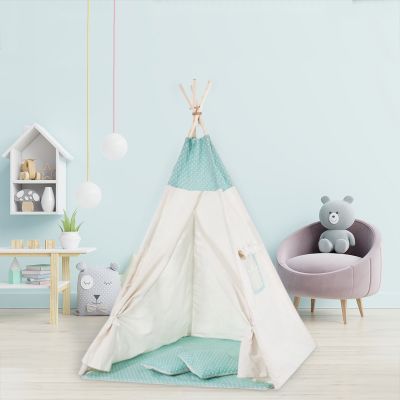 Cort copii stil indian Teepee Turqoise Stars XXL