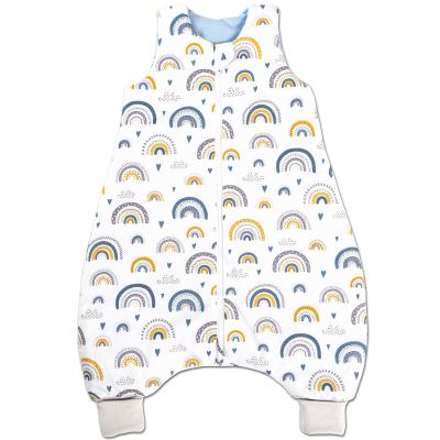 Sac de dormit cu picioare pentru copii 6-18 luni Kidizi Blue Rainbow 1 tog, mansete transformabile in soseta