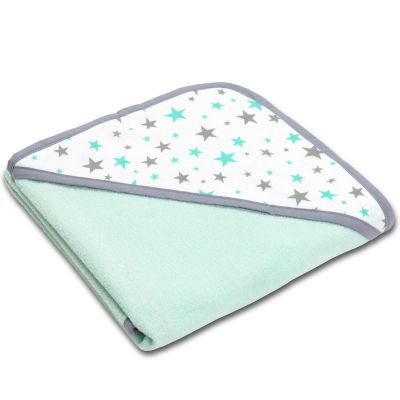Prosop bebe din bumbac cu gluga 90x90 cm Kidizi Galaxy Mint