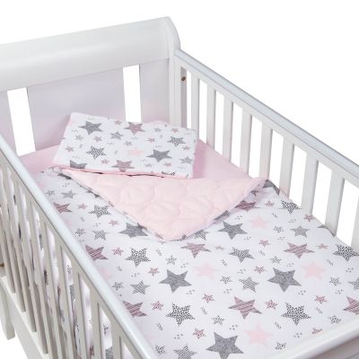 Set perna bebelus si plapumioara matlasata 100x75 cm Kidizi Pink Stars