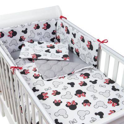 Set lenjerie matlasata 4 piese Kidizi Minnie, include perna, plapumioara, aparatoare si cearceaf