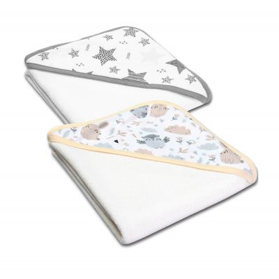 Set doua prosoape din bambus cu gluga 90x90 cm Kidizi Magic Forest Friends