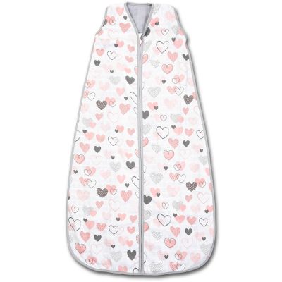 Sac de dormit copii de vara din muselina Kidizi Pink Hearts 70 cm