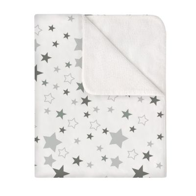 Paturica groasa din flanel cu doua fete 100x78 cm Kidizi Galaxy Grey, bumbac fata-verso