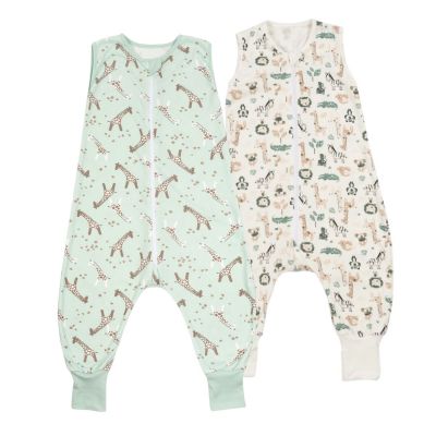 Set 2 saci dormit copii de vara din bumbac cu picioare 18-36 luni Kidizi Giraffe Safari, 0.5 tog