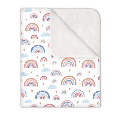 Paturica groasa din flanel cu doua fete 100x78 cm Kidizi Rainbow, bumbac fata-verso