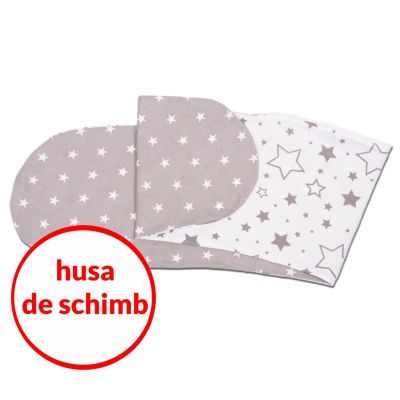 Husa bumbac detasabila pentru Perna gravide 3 in 1 Kidizi Lena, Galaxy Grey