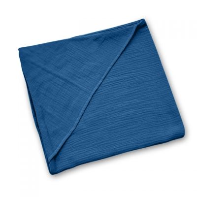 Prosop bebe cu gluga din muselina dubla hidrofila extra absorbanta  80x80 cm Kidizi Dark Blue