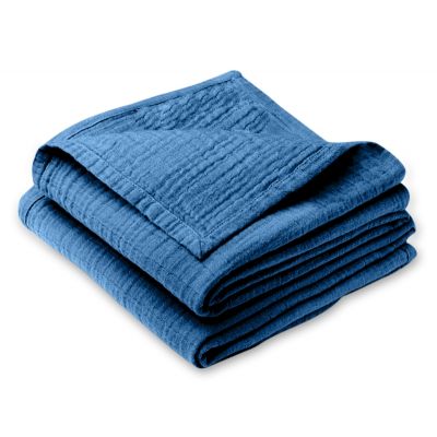 Paturica bebe de vara din muselina dubla 100x70 cm Kidizi Dark Blue
