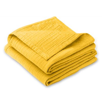 Paturica bebe de vara din muselina dubla 100x70 cm Kidizi Dark Yellow