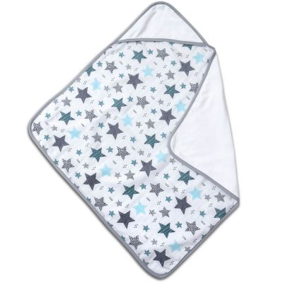 Prosop bebe 90x90 cm cu doua fete muselina si frotir Kidizi All Mint Stars