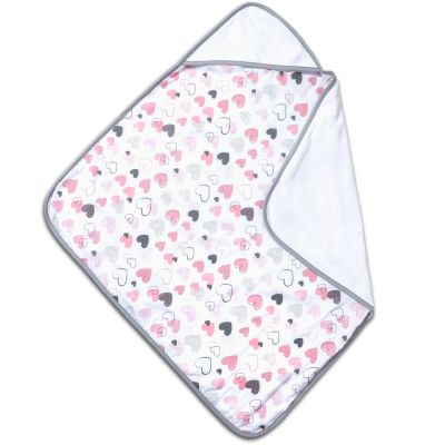 Prosop bebe 80x80 cm cu doua fete muselina si frotir Kidizi Pink Hearts