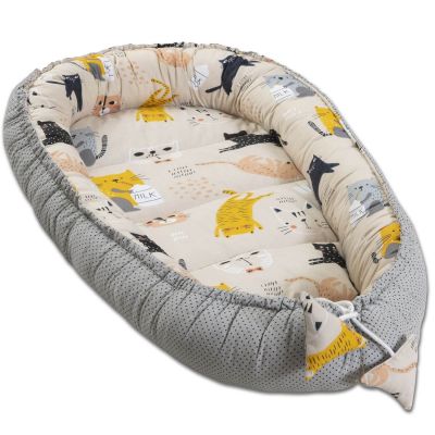 Cosulet bebelus pentru dormit Kidizi Baby Nest Cocoon 90x50 cm Kitten Love