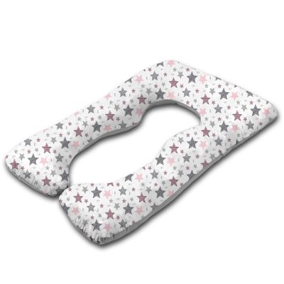 Perna multifunctionala gravide Kidizi Inga XXL Pink Stars, husa bumbac detasabila