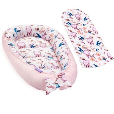 Cosulet dormit bebelusi Kidizi Baby Nest + salteluta impermeabila detasabila Swallows