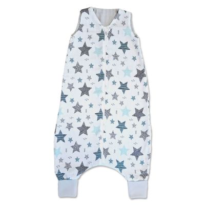 Sac de dormit cu picioare de vara din muselina 2-4 ani Kidizi All Mint Stars, 100% bumbac, 0.5 tog