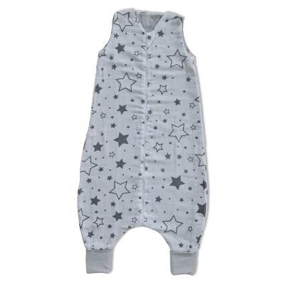 Sac de dormit cu picioare de vara din muselina 2-4 ani Kidizi Galaxy Grey, 100% bumbac, 0.5 tog