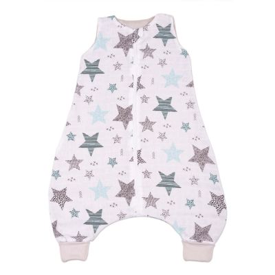 Sac de dormit cu picioare de vara din muselina 6-18 luni Kidizi All Mint Stars, 0.5 tog