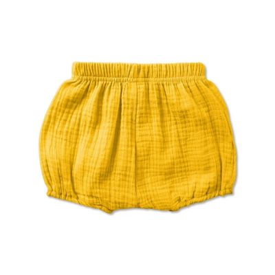 Pantaloni scurti bufanti pentru bebelusi din muselina dubla Bloomers Blair Kidizi curry 0-3 luni
