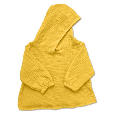 Bluza copii din muselina cu maneca lunga si gluga Kidizi Amos curry 1-2 ani