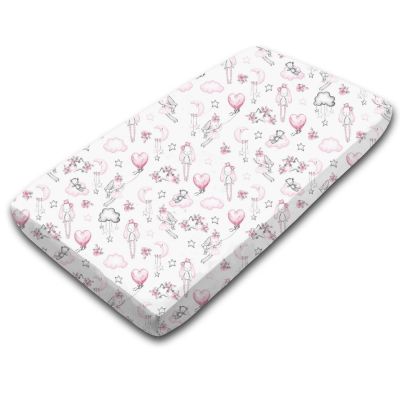 Cearceaf din bumbac cu elastic roata pentru patut 120x60 cm Kidizi Fairy Clouds