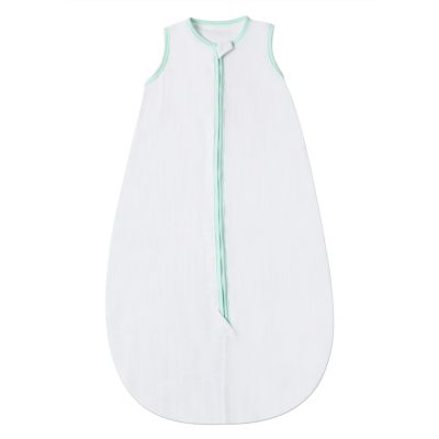 Sac de dormit de vara pentru copii din muselina dubla 3-18 luni Kidizi white green, 0.3 tog