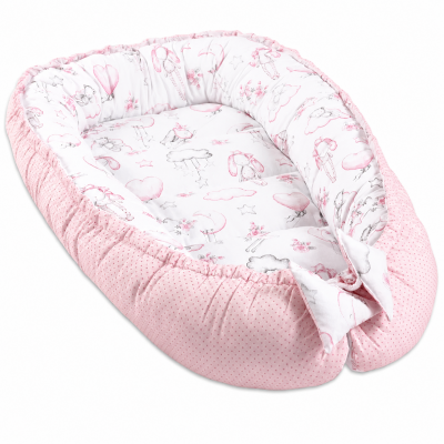 Cosulet bebelus pentru dormit Kidizi Baby Nest Cocoon 90x50 cm Fairy Clouds