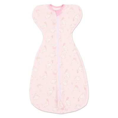 Sistem de infasat cu fermoar dublu Kidizi Swaddel Confort Elefun Pink 0-4 luni, 100% bumbac, 0.5 tog