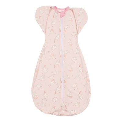 Sistem de infasat transformabil in sac de dormit, 1-6 luni Kidizi Swaddel Confort UP Elefun Pink 100% bumbac, 0.5 tog