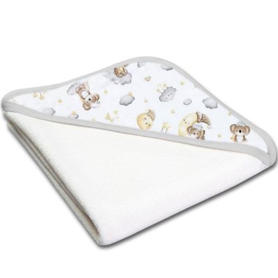 Prosop bebe din bumbac cu gluga 90x90 cm Kidizi Koala Dreams, potrivit de la nastere pana la 2 ani
