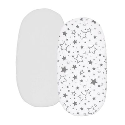 Set 2 cearceafuri din bumbac cu elastic roata pentru landou sau cosulet de rachita Kidizi Galaxy Grey