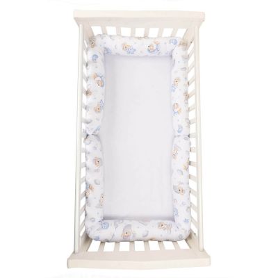 Set 2 aparatori laterale multifunctionale tip rulou pentru patut 120x60 cm Kidizi Koala Dreams blue, husa detasabila, diametru 10 cm