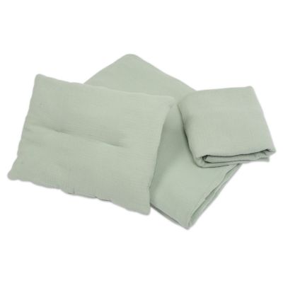 Lenjerie patut din muselina dubla 120x60 cm Kidizi mint, include cearceaf, perna, husa pilota si pilota
