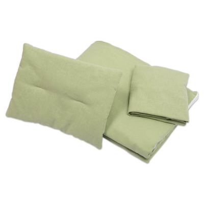 Lenjerie patut din in 120x60 cm Kidizi mint, include cearceaf, perna, pilota si husa detasabila