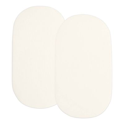 Set 2 cearceafuri din muselina dubla cu elastic roata pentru landou sau cosulet de rachita Kidizi ivory, bumbac 100%